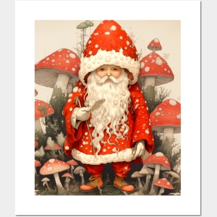 Santa Claus: Santa is the Mushroom (Amanita Muscaria Mushroom) on a Dark Background Posters and Art